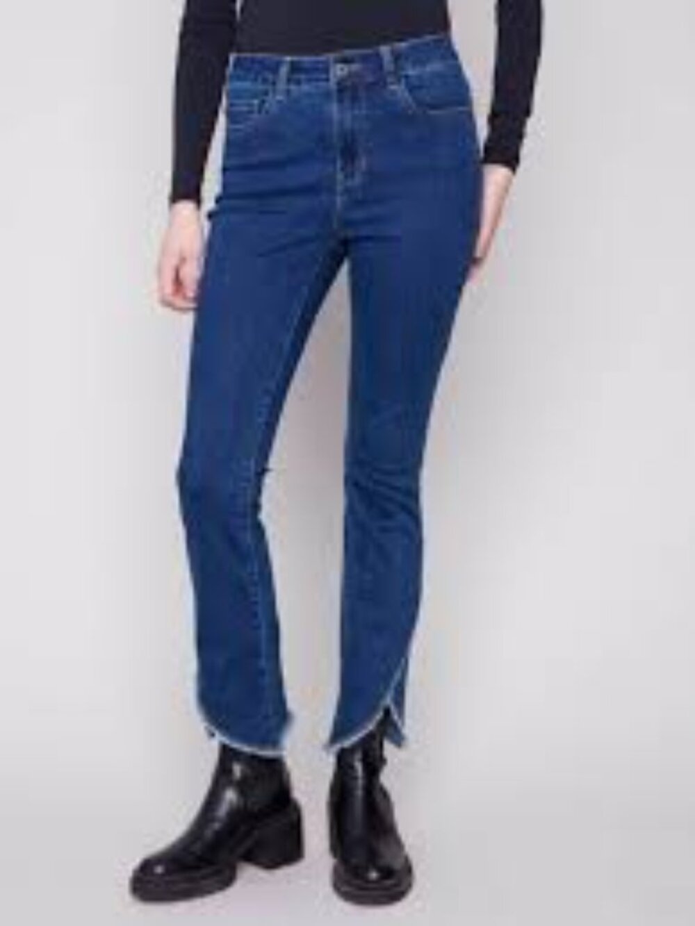 Charlie B Mid Rise Front Tulip Hem Jeans - Indigo